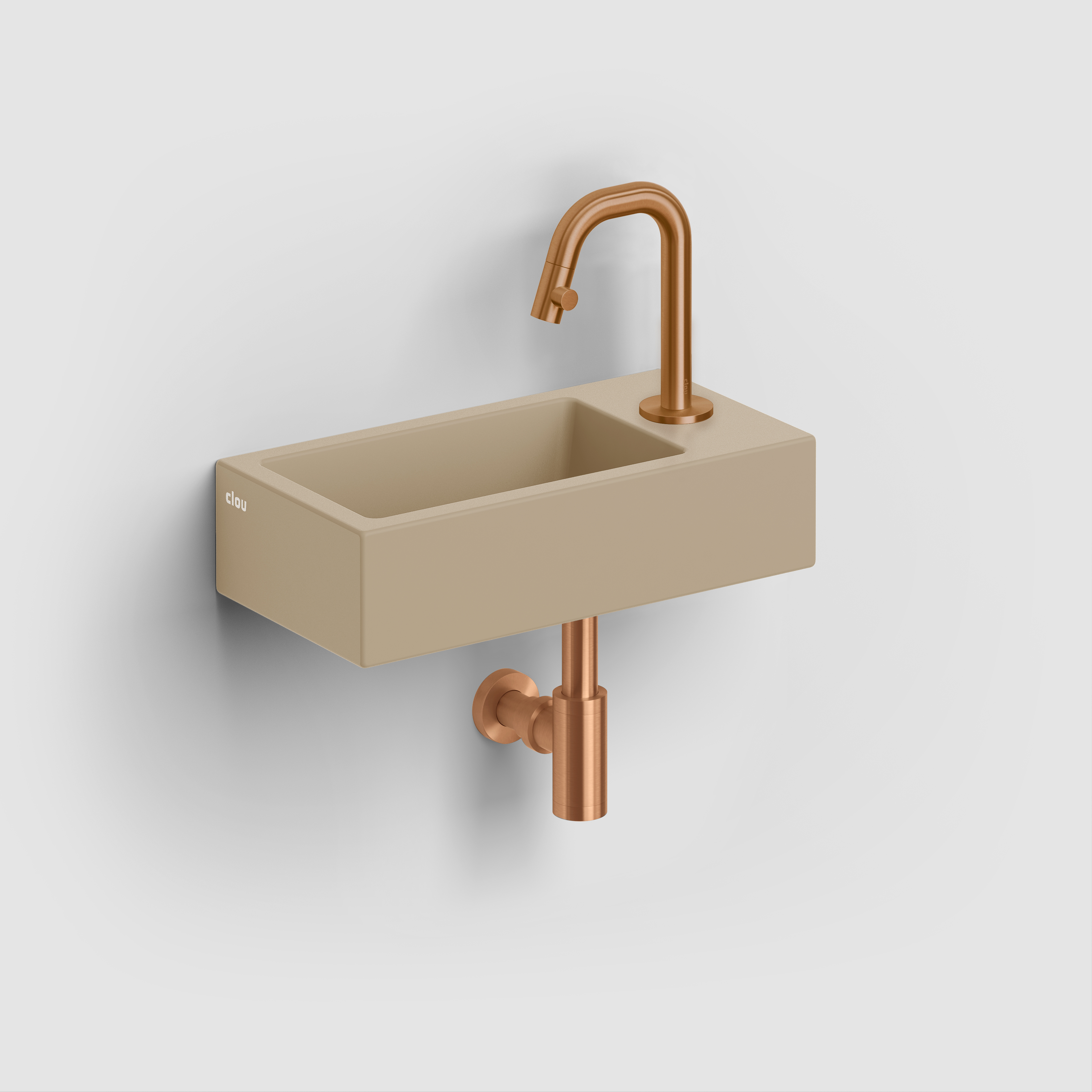 Clou Flush 3 fontein 36cm met kraangat rechts mat mosterd keram